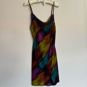 Funky velvet multicolor scoop neck Urban Outfitters short dress Size XS